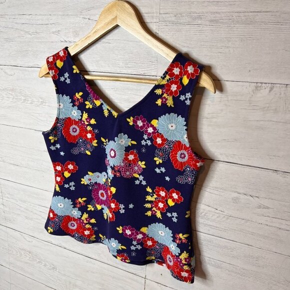 ModCloth Tank Top Womens Size XL Summer Found Stretch Floral Preppy Cotton Blend - Picture 14 of 15